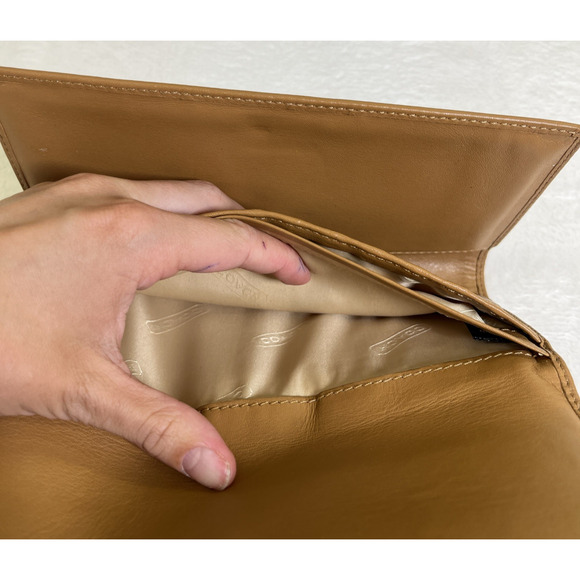 Coach C Signature Brown & Khaki Canvas & Leather Bifold Wallet w/Buckle & Chkbk - Picture 12 of 16